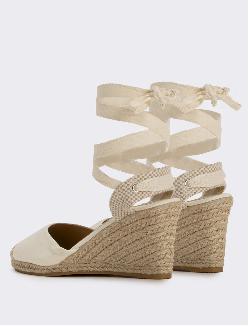 Espadrillas da in tessuto con zeppa - Beige