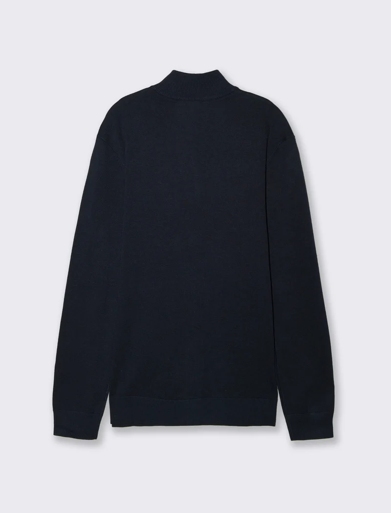 Maglia Cardigan Mezzo Collo Premium - Blu