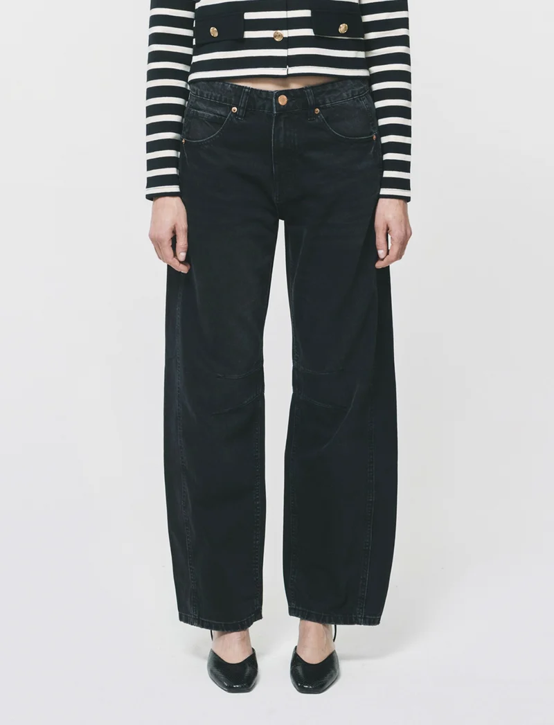 Jeans Ballon Fit con Vita Morbida - Nero