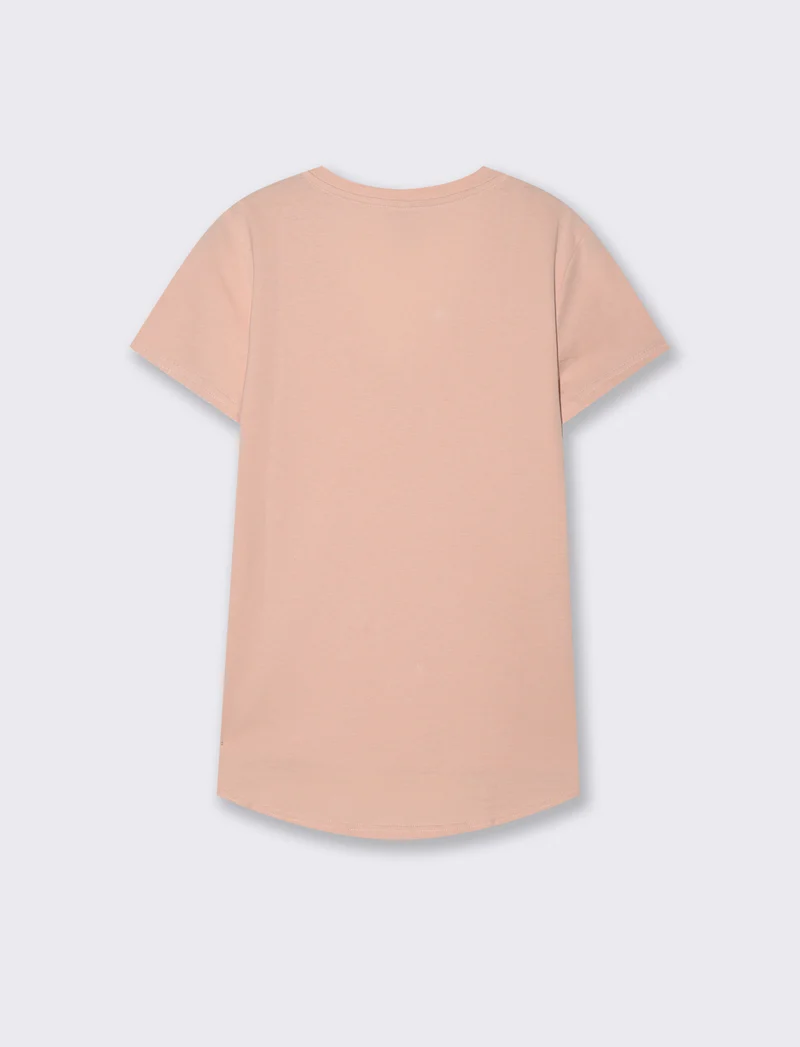 T-Shirt Basica Manica Corta Scollo a V - Pesca