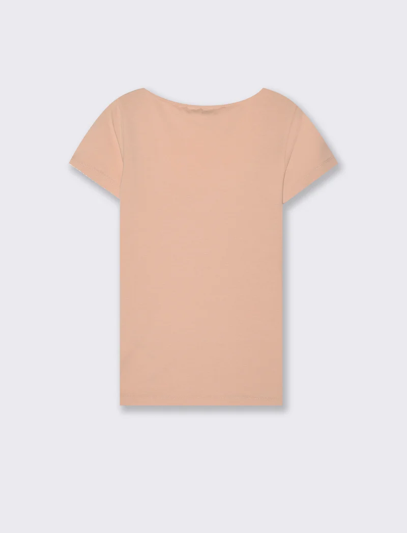 T-Shirt Basic con Scollo Quadrato - Rosa chiaro