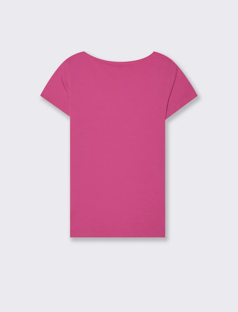 T-Shirt Basic con Scollo Quadrato - Fuxia azalea