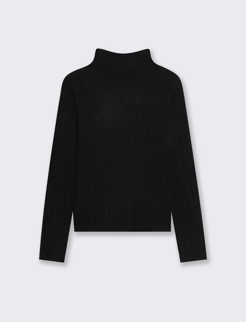 PULLOVER A TRECCE - Nero