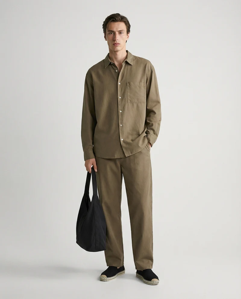Pantaloni jogger straight fit con tasche - Verde kaki