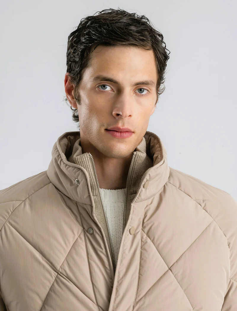 GIUBBOTTO IMBOTTITO FINTO DOPPIO CAPO - Beige