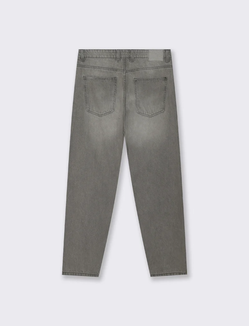 JEANS DENIM GRIGIO LOOSE FIT CON ABRASIONI - Grigio