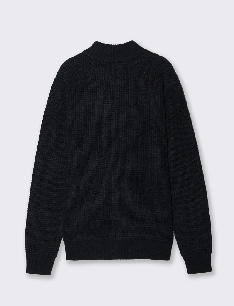 MAGLIA CARDIGAN CON CERNIERA - Blu