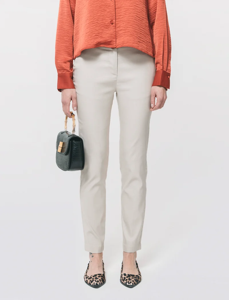 Pantalone Bengalin Skinny Vita Regolare - Beige corda
