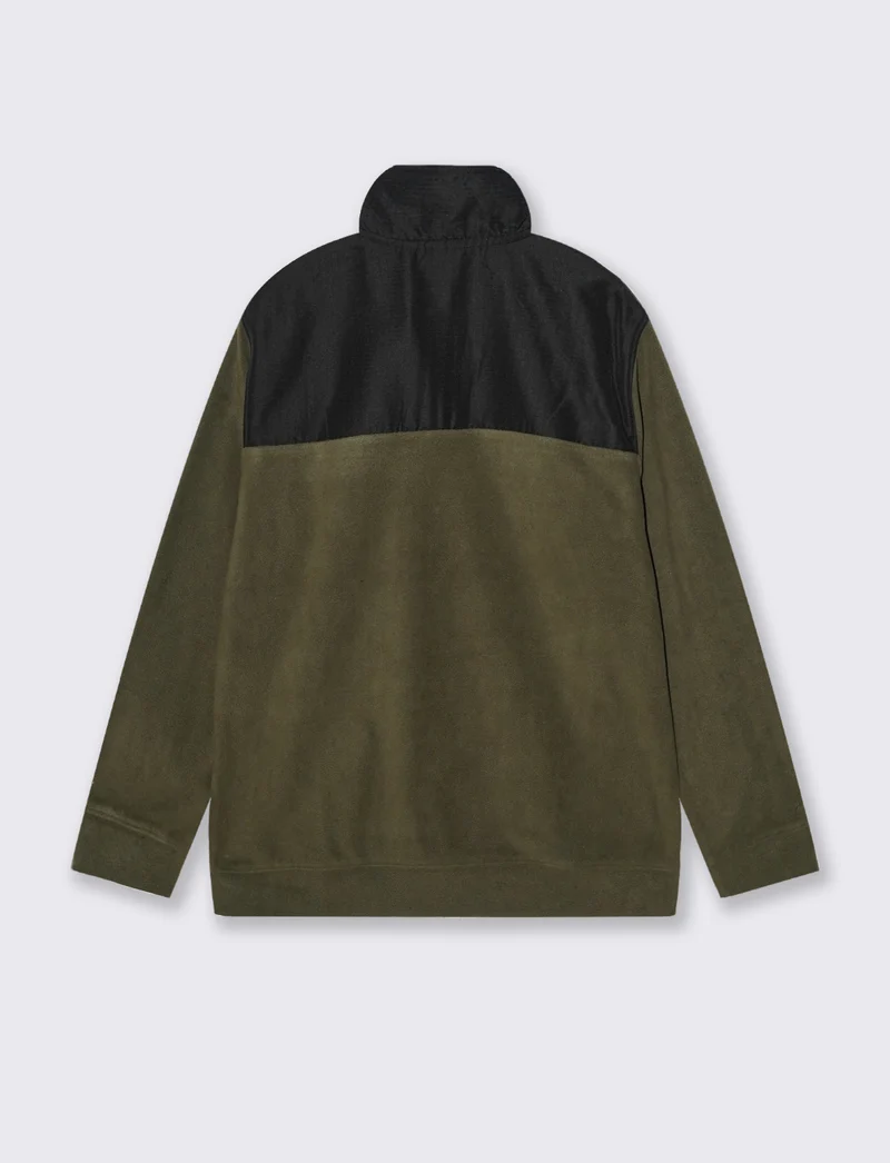 FELPA IN PILE CON CERNIERA - Verde militare