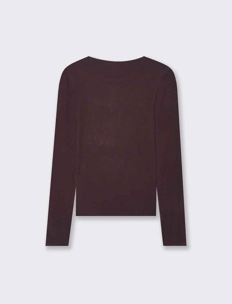 T-shirt Basica Girocollo a Coste Skinny - Moro