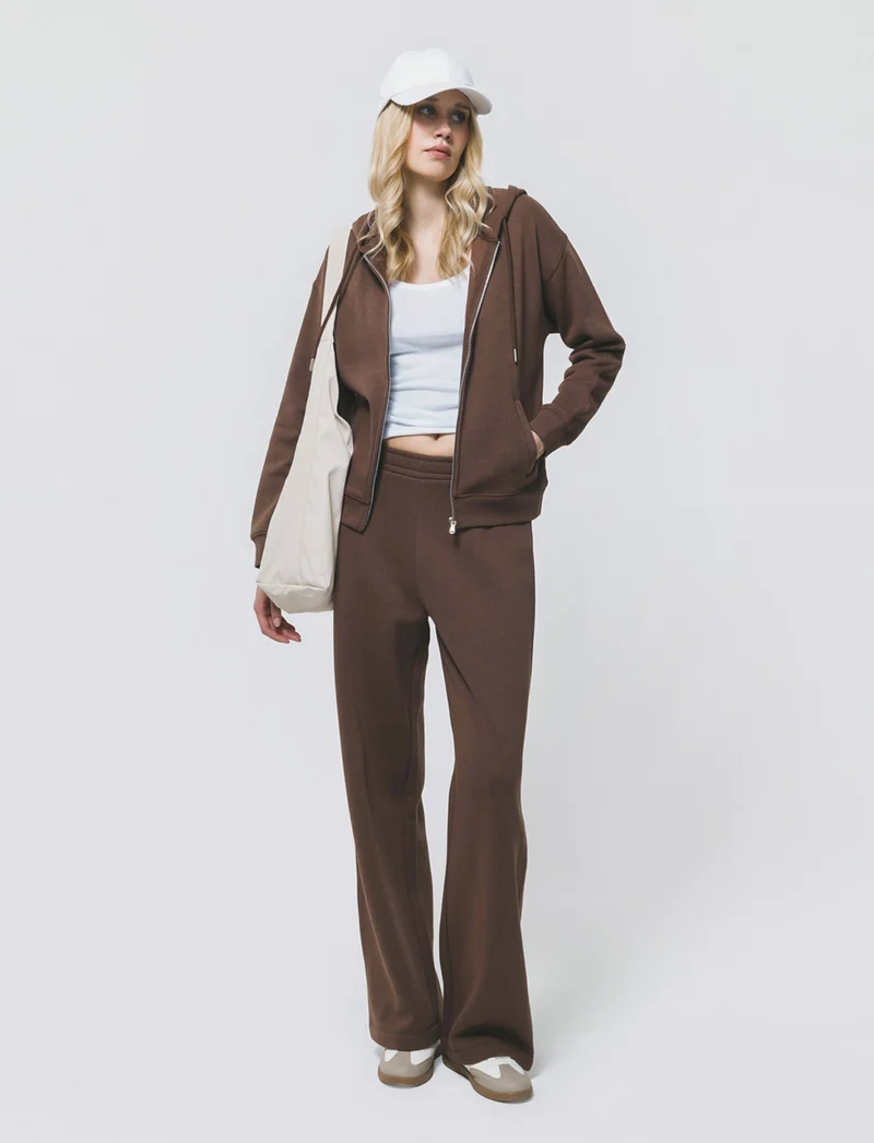 Jogger Flare con Elastico in Vita - Marrone cioccolato