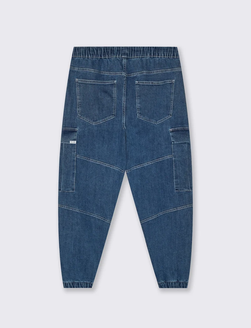 Jeans jogger cargo fit blu medio - Denim