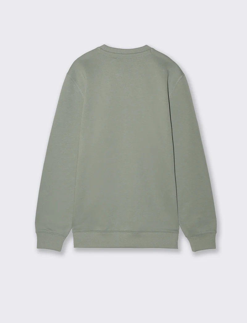 Felpa basic girocollo in misto cotone - Verde salvia