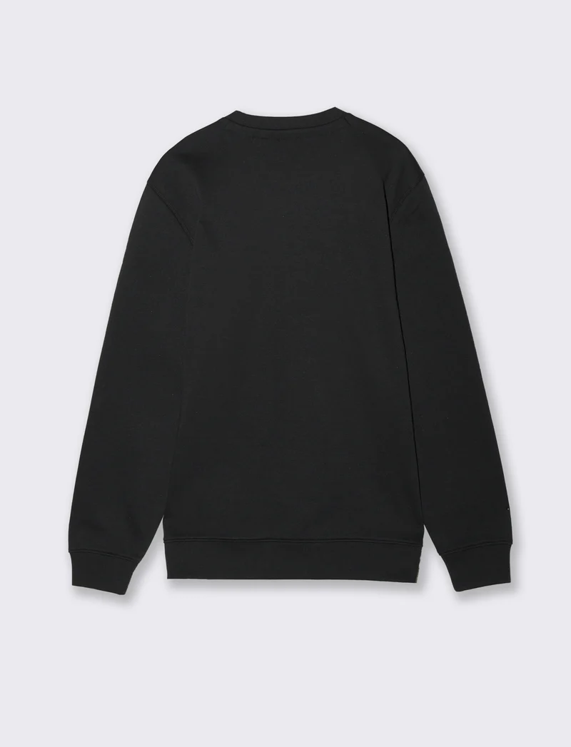 Felpa basic girocollo in misto cotone - Nero