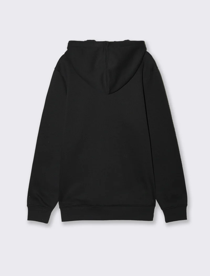 Felpa basic con cappuccio e tasca marsupio - Nero