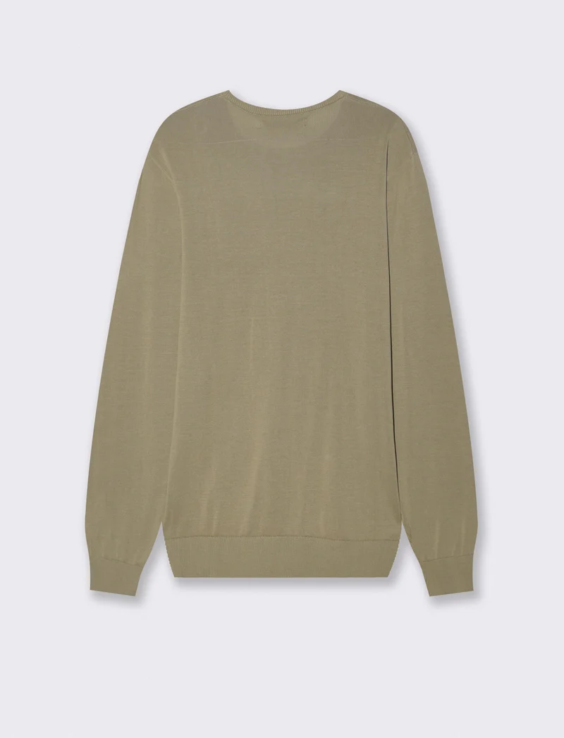 Maglia girocollo in puro cotone premium - Verde salvia