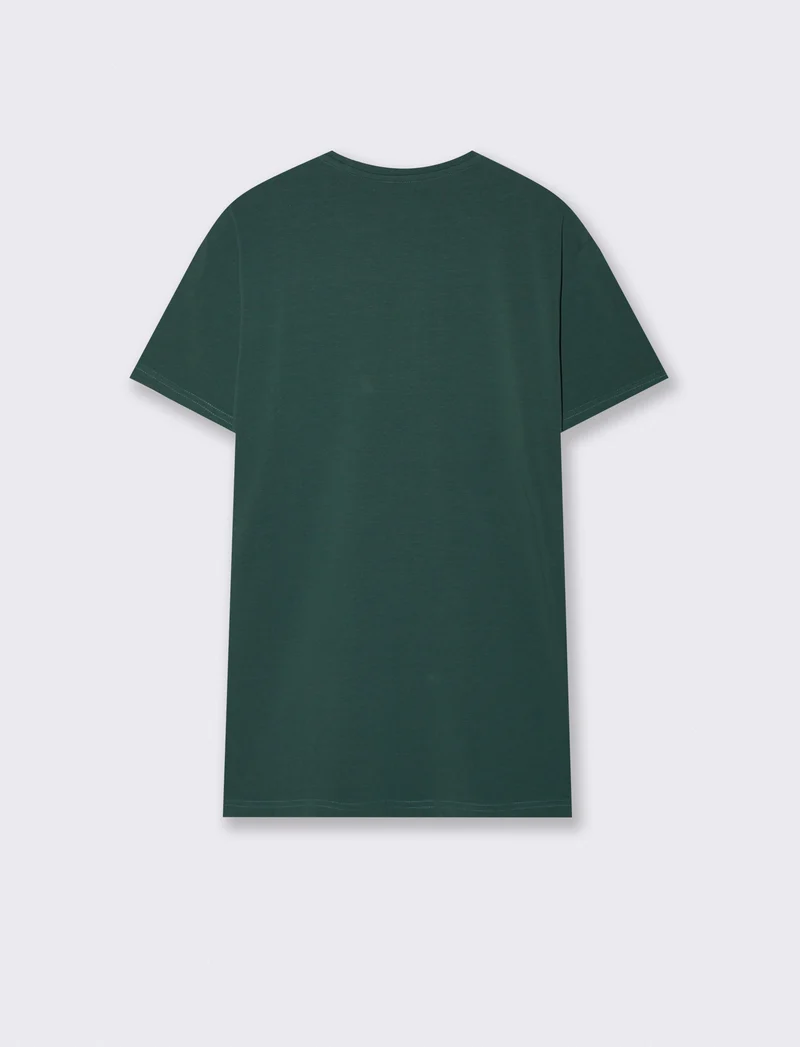 T-shirt slim fit in cotone elasticizzato - Verde petrolio