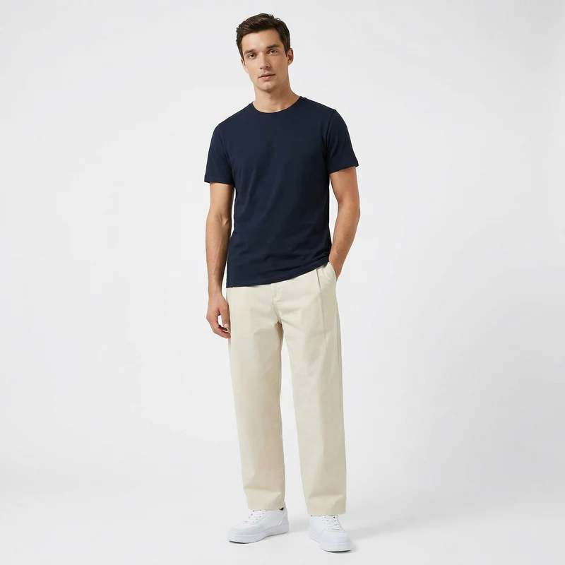 T-shirt slim fit in cotone elasticizzato - Blu notte