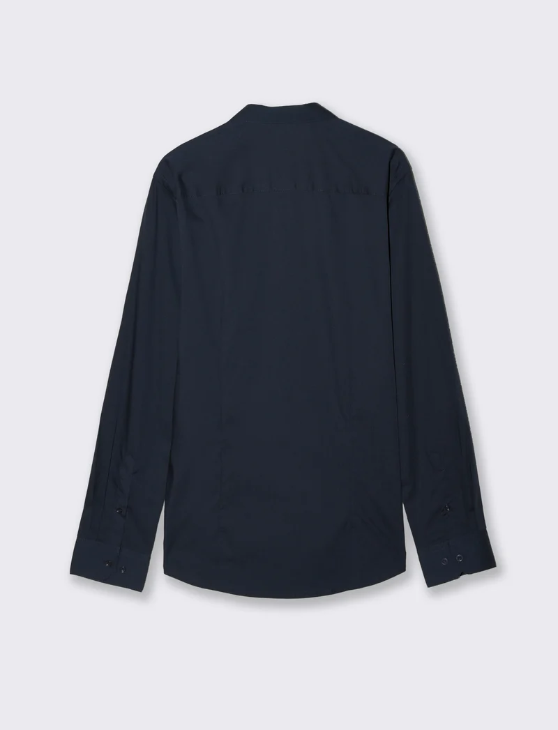 Camicia Slim Fit Easy Iron in Cotone - Blu