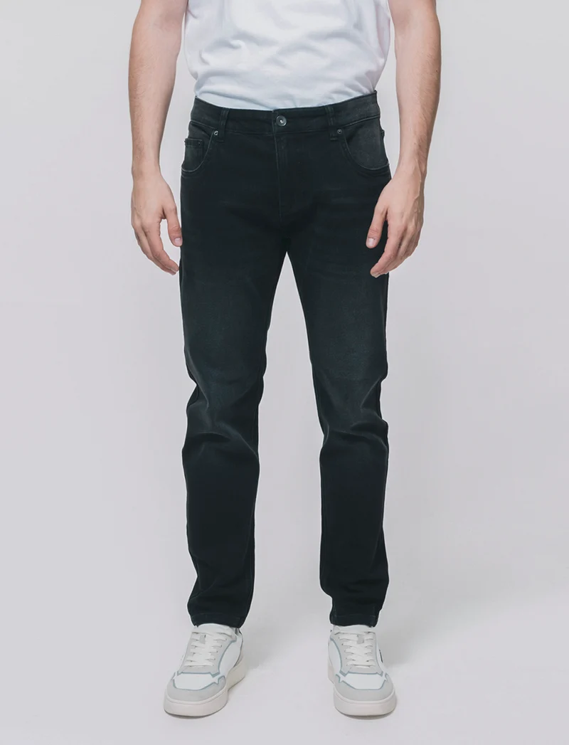 Jeans skinny fit nero effetto slavato - Nero