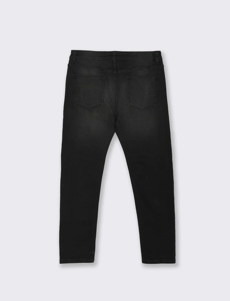 Jeans skinny fit nero effetto slavato - Nero