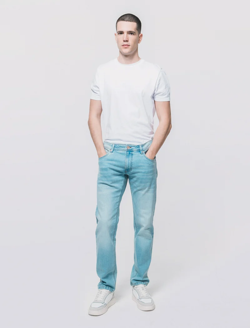 Jeans slim fit blu chiaro effetto slavato - Denim chiaro
