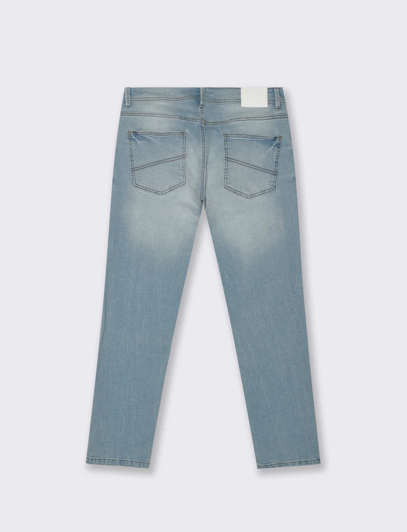 Jeans slim fit blu chiaro effetto slavato - Denim chiaro