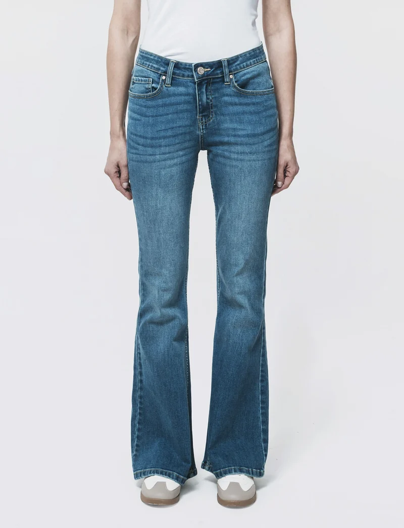 Jeans Flare Vita Bassa per Donne - Denim