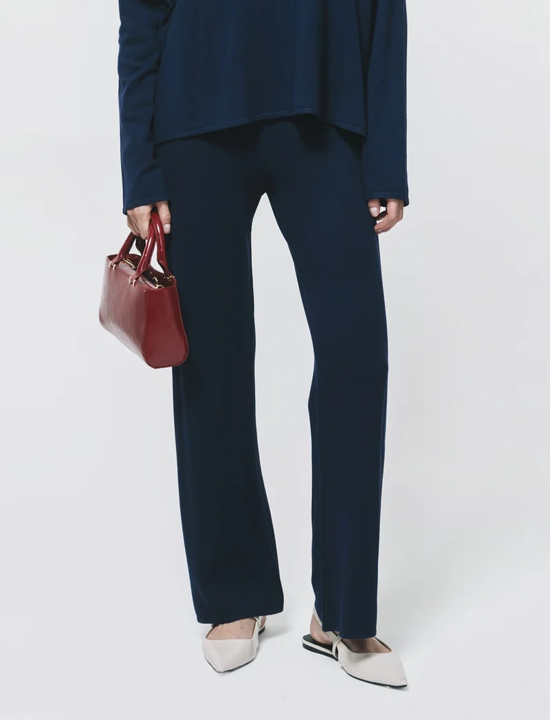 Pantalone in Maglia con Elastico Vita - Blu