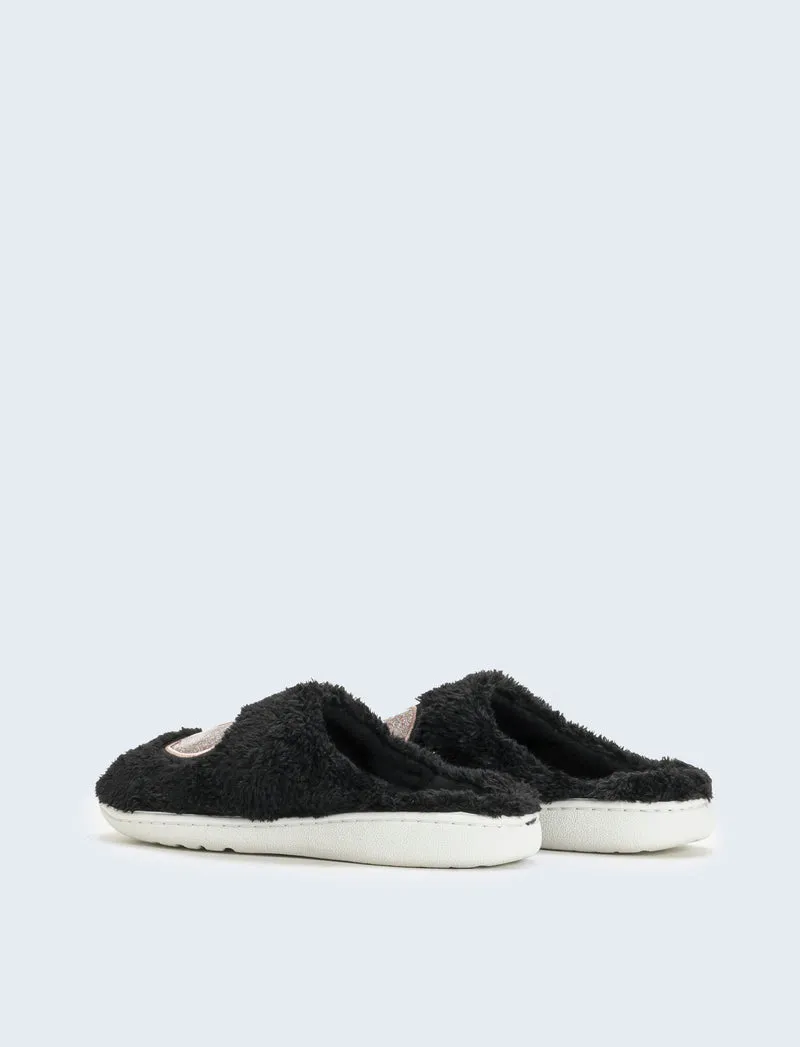 Pantofola con cuori da donna - Nero