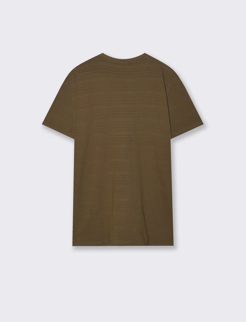 T-shirt girocollo jacquard righe - Verde kaki