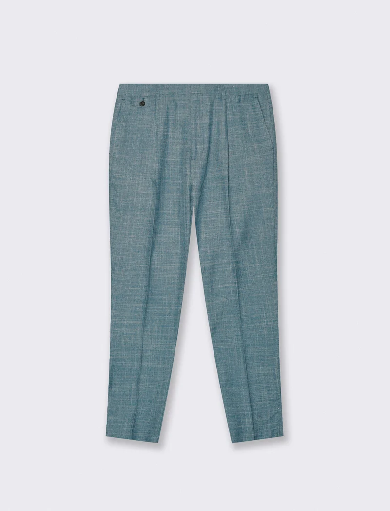 Pantaloni formal fit in tessuto strutturato - Verde petrolio