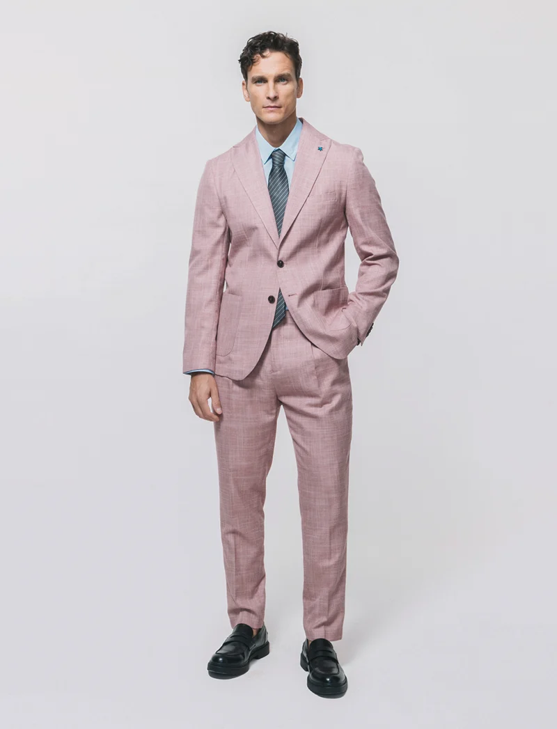 Pantaloni formal fit in tessuto strutturato - Corallo
