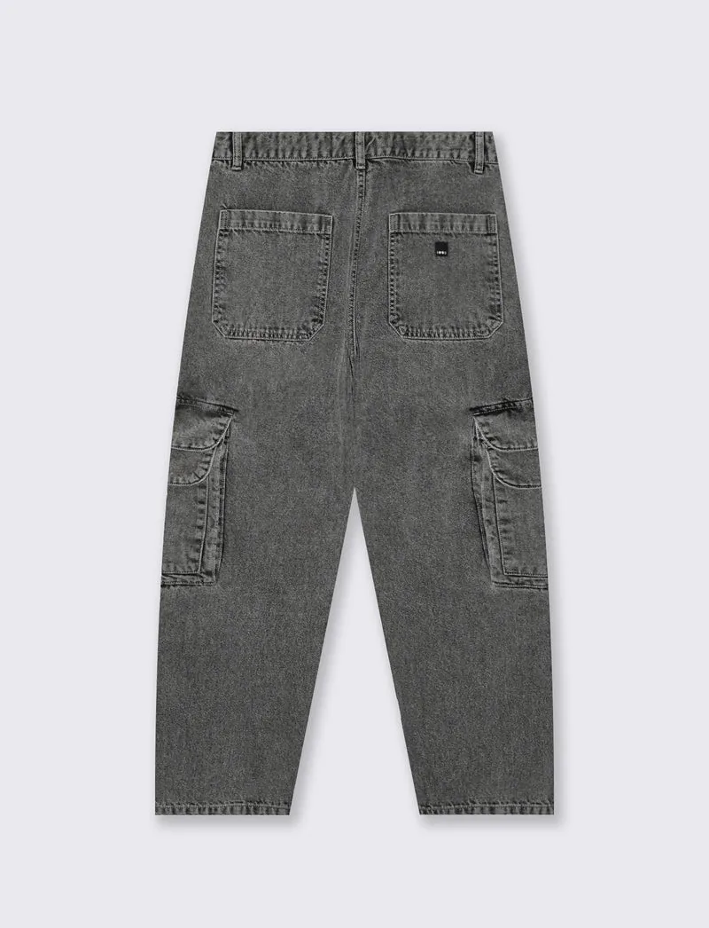 Jeans Baggy Cargo con Tasche Patta - Grigio