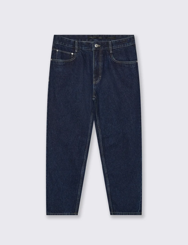 Jeans blu scuro straight fit effetto slavato - DENIM SCURO