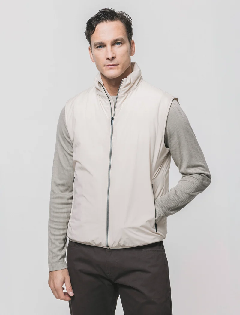 Giubbotto smanicato in tessuto tecnico - Beige ecru