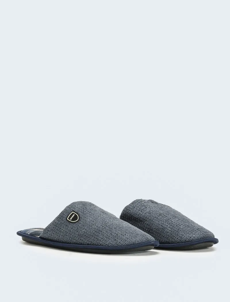 Pantofola da uomo con fodera effetto galles - Blu
