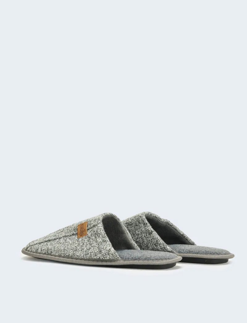 Pantofola da uomo con patch - Grigio
