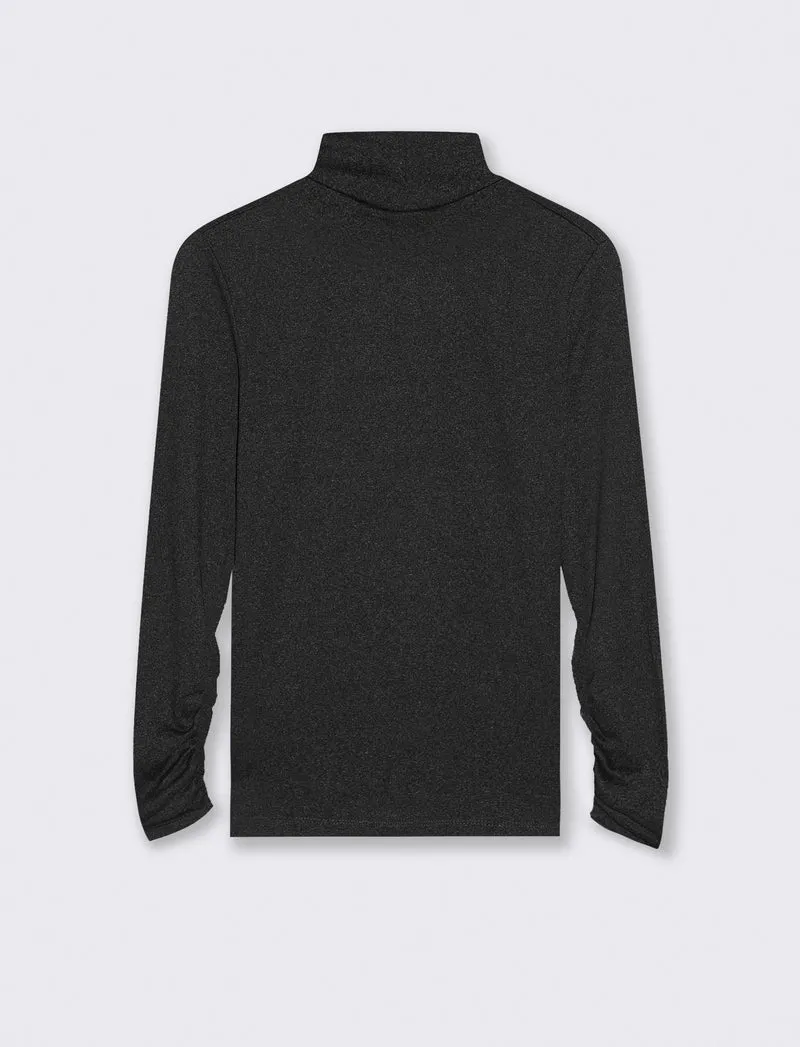 MAGLIA COLLO ALTO MANICA LUNGA BASIC - Grigio mel.