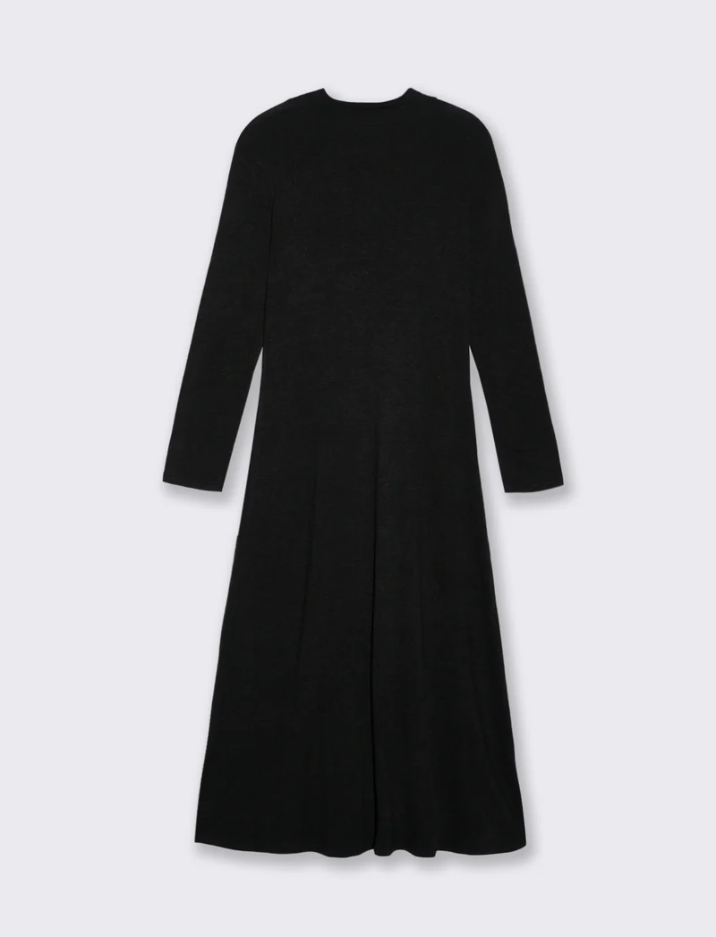 VESTITO LUNGO SVASATO - Nero