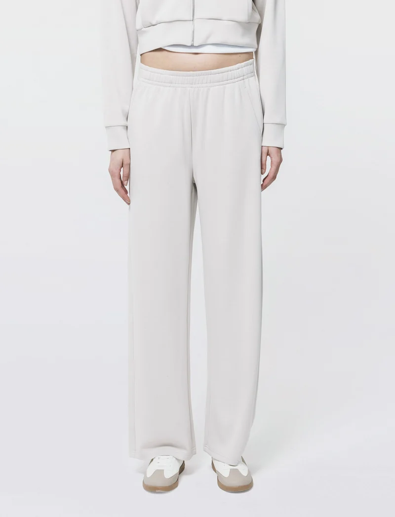 jogger in scuba con elastico e tasche - Beige grano