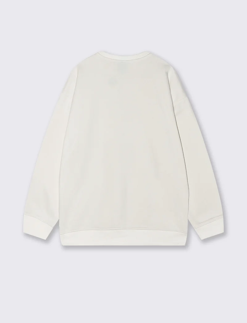 FELPA BASIC GIROCOLLO RELAXED FIT - Bianco