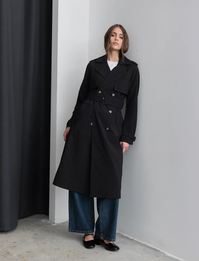 TRENCH CON CINTURA - Nero