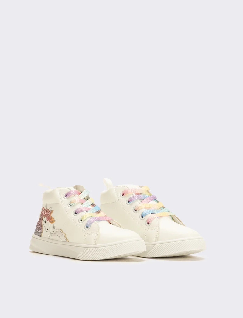 Sneakers unicorno da bambina - Bianco