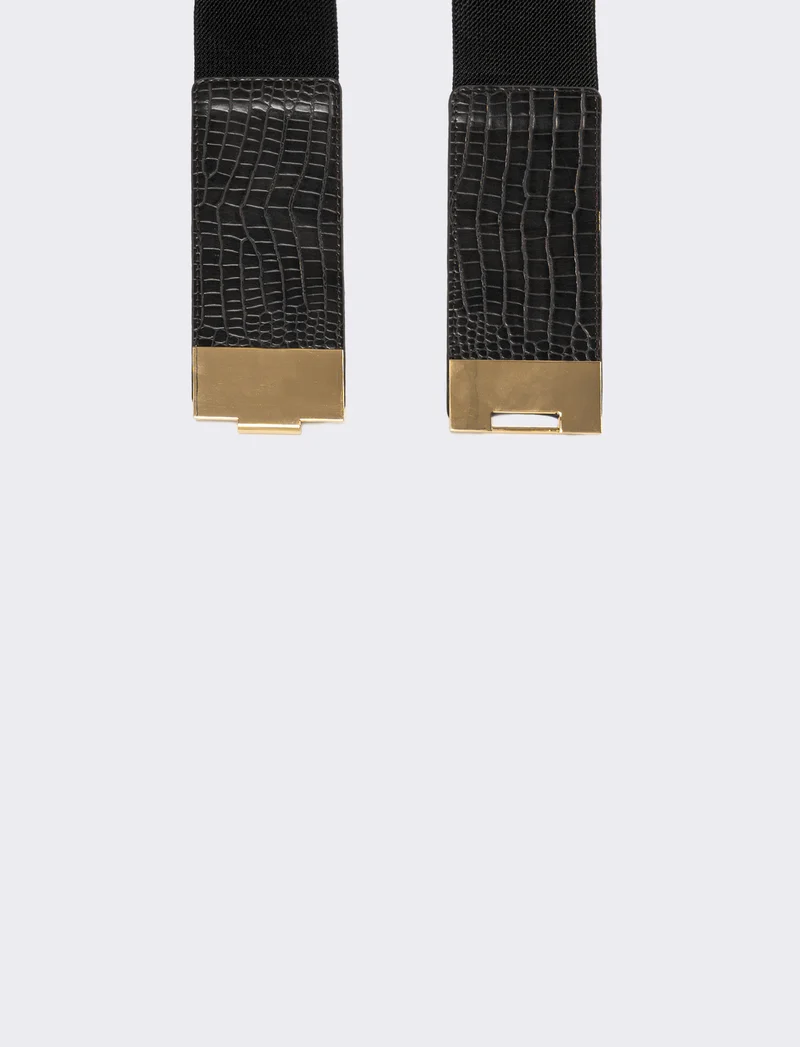 Cintura donna elastica stampa cocco - Nero