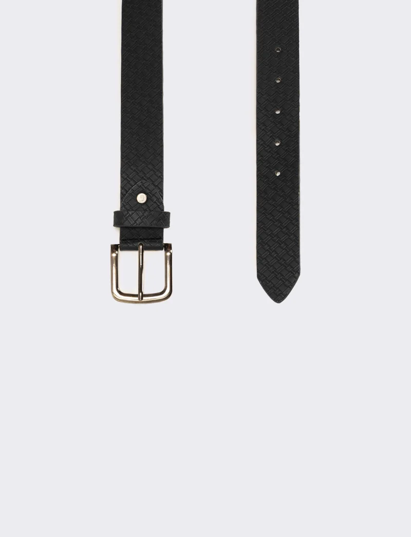 Cintura uomo stampa intrecciata h 3,5 cm - Nero