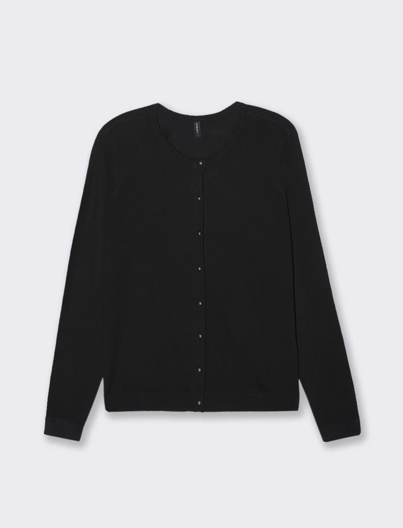 CARDIGAN GIROCOLLO - Nero
