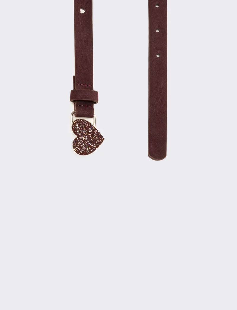 Cintura fibbia cuoricino glitter - Bordeaux