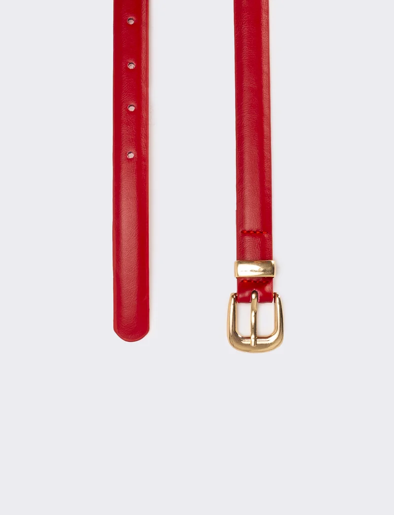 Cintura bambina basic con passante metallico - Rosso
