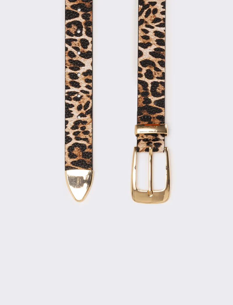 Cintura donna con passante e puntale in metallo - Leopardato